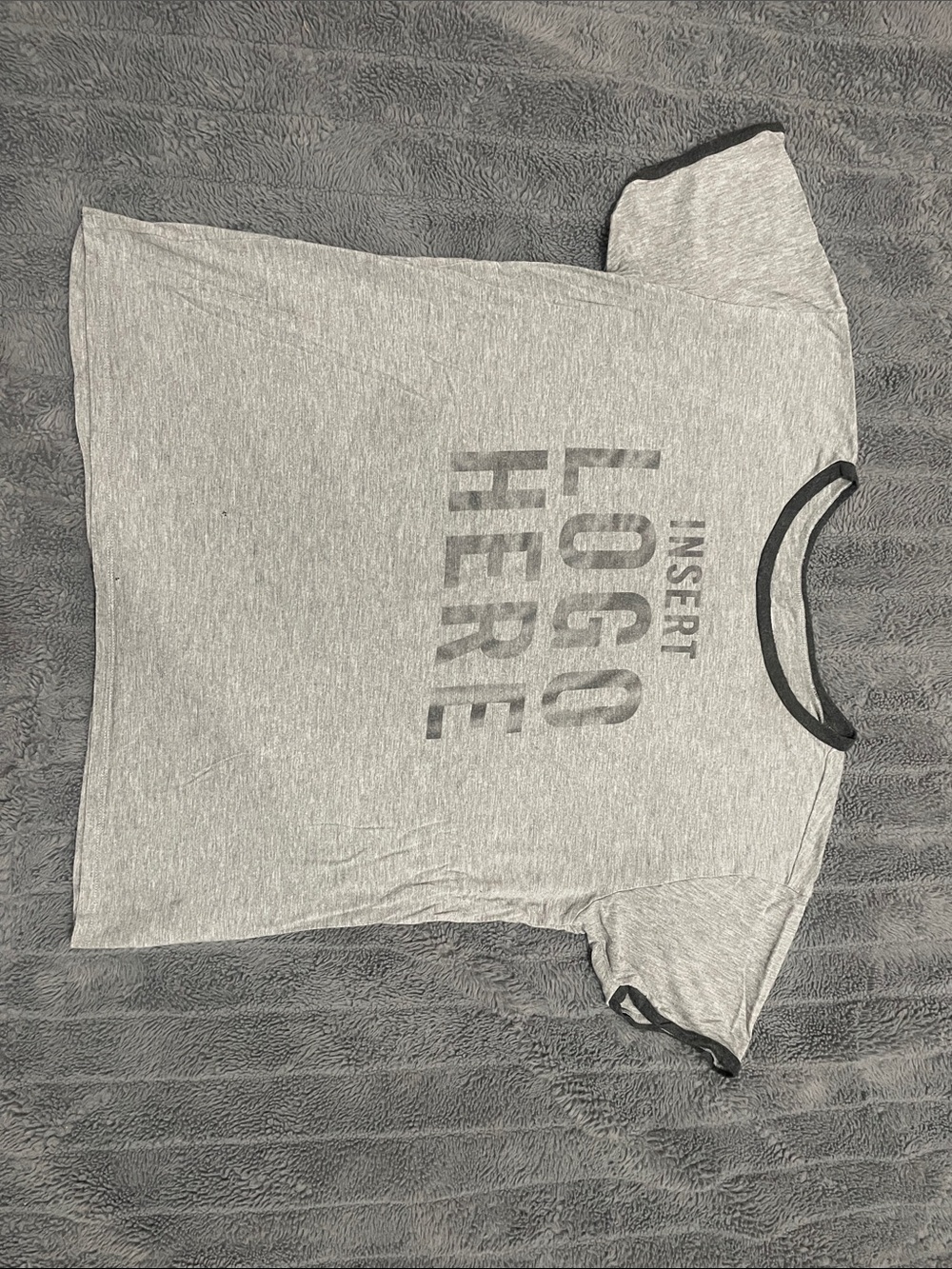 Abercrombie & Fitch Gray Ringer Tee with Black Trim and Logo Print